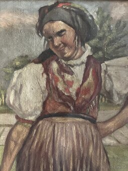 Obrazy starožitné krojované, olej plátno 35x43 - 4