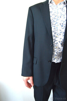 Pánský černý elegantní oblek Slim Fit do tanečních na ples, - 4