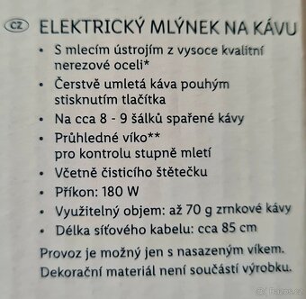 Elektrický mlýnek na kávu - nerezový - NOVÝ - 4