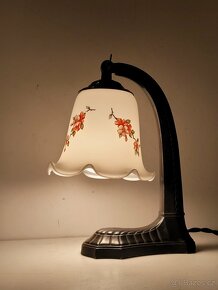 stará pěkná lampa, lampička, malované stínidlo - 4