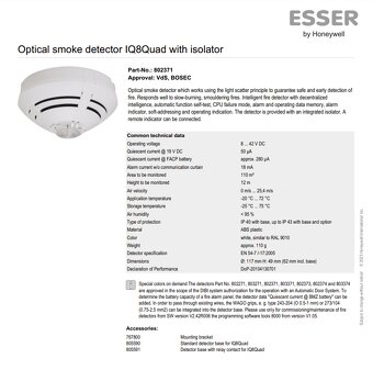 ESSER optický kouřový detektor 802371 - 4