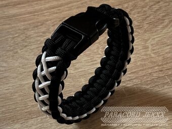 PARACORD náramek (18 cm) black - white - 4