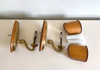 Párové staré nástěnné mosazné lampy na zeď - 4