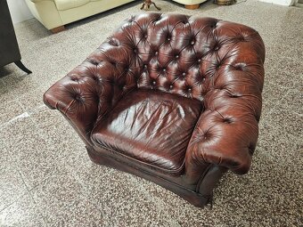 CHESTERFIELD ŠTÝL,SEDAČKA KOŽENÁ DVOJFAREBNÁ,NEROZŤAHOVACIA - 4