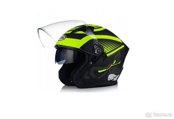 Otevřená motocyklová přilba červená, žlutá, modrá - 4