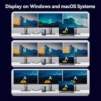 Dokovací stanice 15 v 1 USB C HUB MST Vertikální USB top - 4