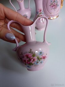Růžový porcelán set květinový - 4