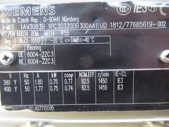 SIEMENS-NEPOUŽITÝ přírubák 400V.0,75kw-1450ot.min. - 4