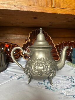 Vintage marocká postříbřená konvice na čaj - 4