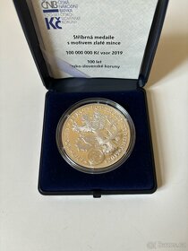 Stříbrná medaile 100 let koruny, s motivem zlaté mince - 4