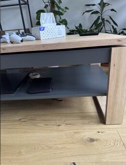 Konferenční stolek se zvedací deskou - dub artisan/tmave šed - 4