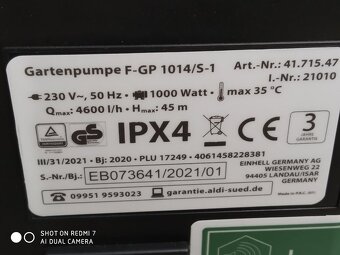 Prodám zahradní čerpado FERREX F-GP 1014/S1 - 4
