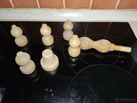 Kroužky na garnýž, koncovky, světlé dřevo - 4