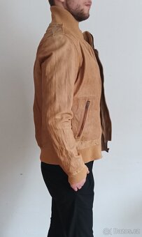 Pánská kožená bunda hnědá - 4