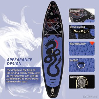 Surfboard Black Dragon SUP PaddleBoard nafukovací 350x83x15c - 4