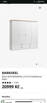 Šatní skříň MARKSKEL 212×210 bílá/barva dubu - 4
