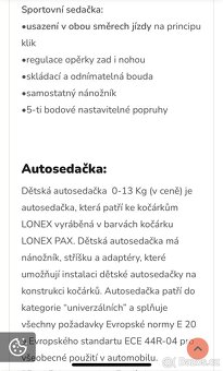 Kočárek PAX, trojkombinace- korbička, sportovní kočárek a au - 4