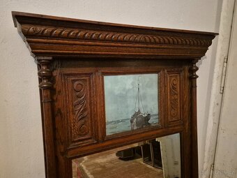 Velké starožitné nástěnné zrcadlo z dubu, Henri II / Mechele - 4