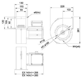 Systemair EX 140-4 nevýbušný potrubný radiálny ventilátor - 4