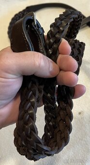 Otěže kožené proplétané tmavě hnědé - 4