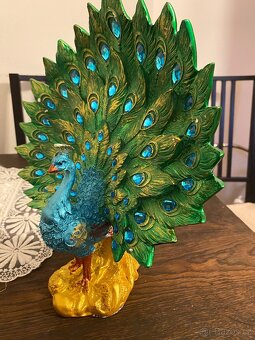 Dekor Ornament Figurky Pryskyřice Retro Green Peacock - 4