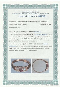 Zlatý prsten s turmalínem a diamanty - 4