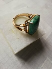 Stříbrný, pozlacený coloradský amazonit, prsten a náušnice - 4