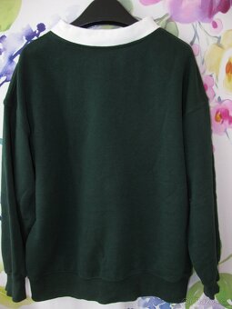 Dívčí tmavě zelená bavlněná mikina s nápisem H&M - 4
