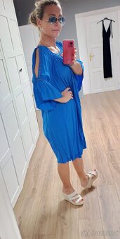 Nové vzdušné modré šaty uni size M/ L - 4