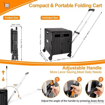 Skládací vozík na kolečkách s rukojetí 50l - 4