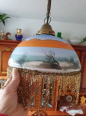 Lustr lampa  velká starožitná ručně malovaná - 4