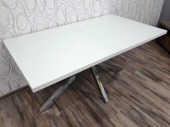 Krásný rozkládací stůl 160-200x90cm, bílý+chrom, TOP stav - 4