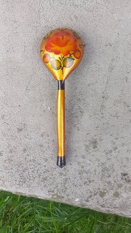 turistická hůl (valaška) + ručně malovaná lžíce, miska - 4