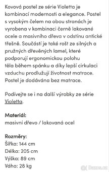 Postel 200x140, noční stolek 2ks - 4