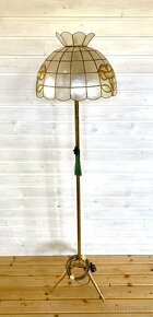 Stará mosazná stojaci lampa ve stylu Tiffany - 4