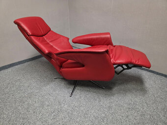 Nové červené relax křeslo NILSON kůže - 4