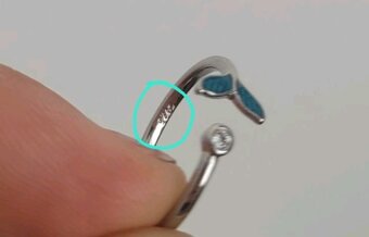 Nový dámský i dívčí stříbrný otevřený prsten ocas ploutev - 4