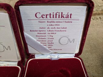 Medaile česka měna certifikaty a etue 5x - 4