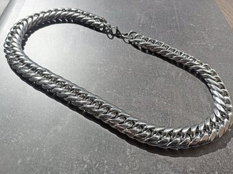 NOVÝ robustní náhrdelník Shiny CUBAN Silver Steel š.19 mm - 4