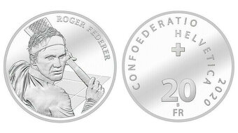 stříbrná mince Roger Federer ve folii Swiss Mint 20CHF 2020 - 4