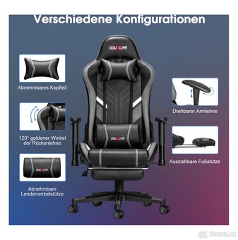 Herní kancelářská židle masážní ergonomická s opěradlem - 4