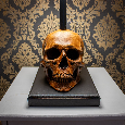Luxusní Goth stolní lampa s lebkou 1:1 Výška 55cm, metal, - 4