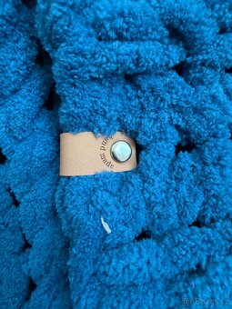 Ručně pletená deka petrolejová - 4