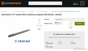 Výstružník 17 H7 strojní HSS s kuželovou stopkou ČSN 221431 - 4