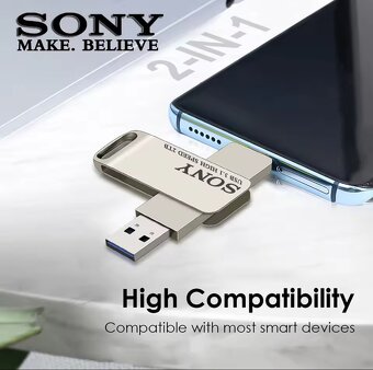 Flash disk 2v1 SONY 2TB, 2048GB USB 3.1 s USB-C otočný, NOVÝ - 4