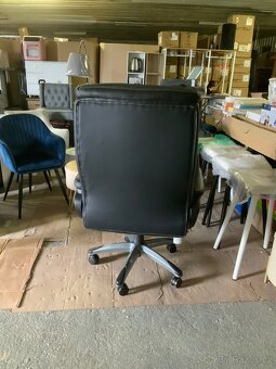 Kancelářská židle, otočná židle s područkami, umělá kůže - 4