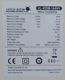 Fotovoltaický panel Ulica Solar 455 Wp - 4