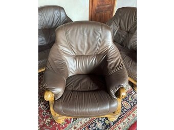 Dubová rustikální kožená sedačka, 3788 - 4