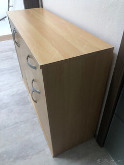Komoda Skříňka kombinace police+šuplíky. Světlé dřevo lamino - 4