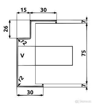 Zárubeň ocelová, YH 75/800 L, levá, nová - 4